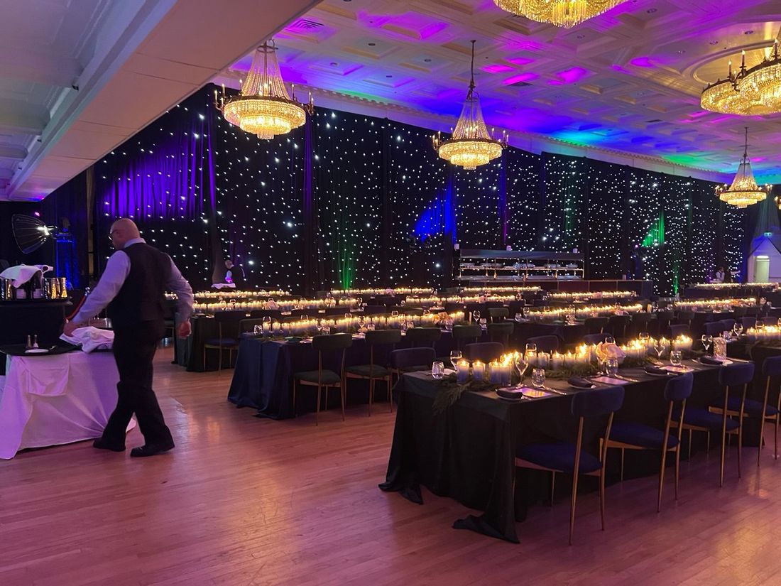 Uplighting in ballroom